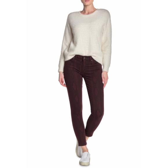 Joe's Jeans Ankle Crop Skinny Jeans Deep Maroon - Picture 3 of 7